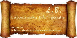 Latosinszky Bársonyka névjegykártya